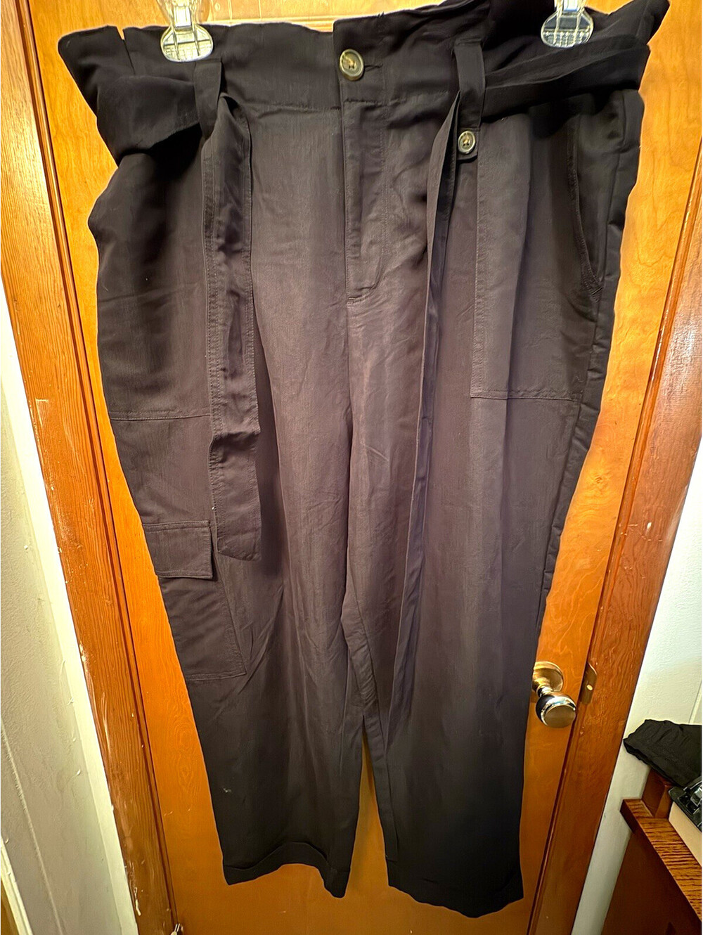 PopSugar Black Paperbag Waist Cargo Pants Women’s XL